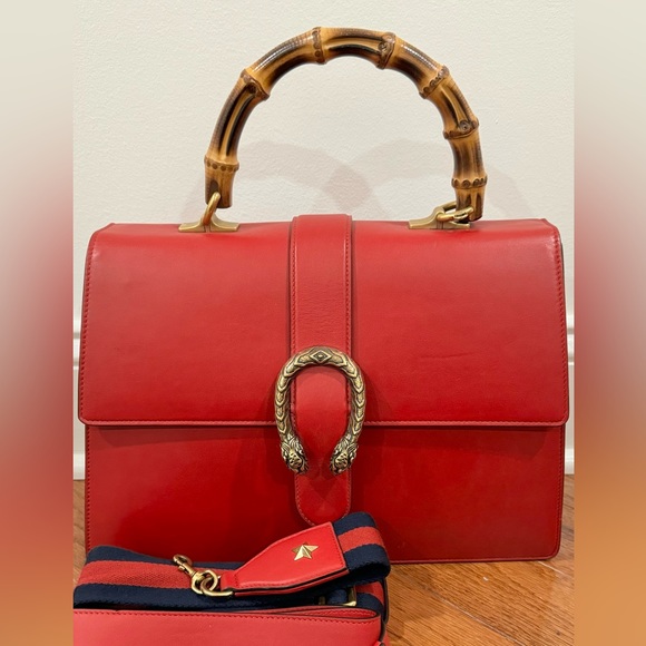 GUCCI Dionysus Large Bamboo Top Handle Bag Red - Picture 3 of 10